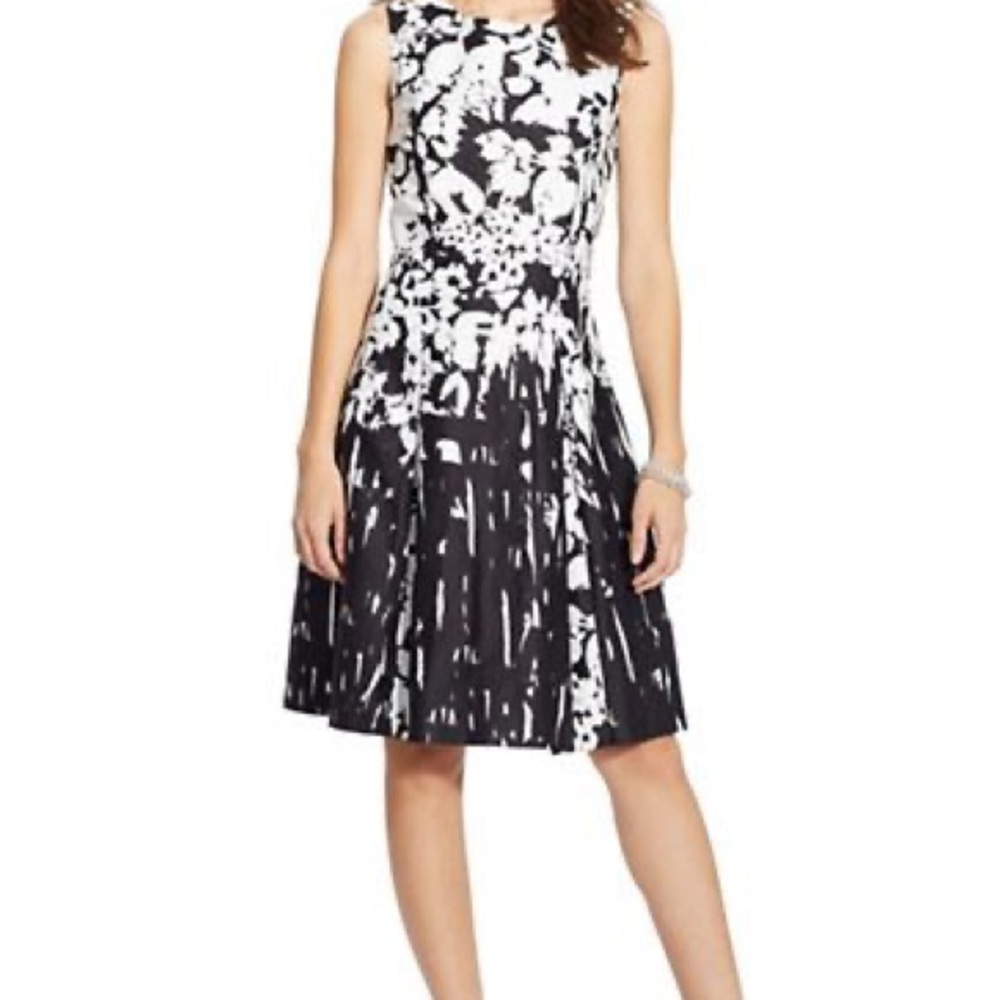 Ralph Lauren Black and White Floral A-line Dress